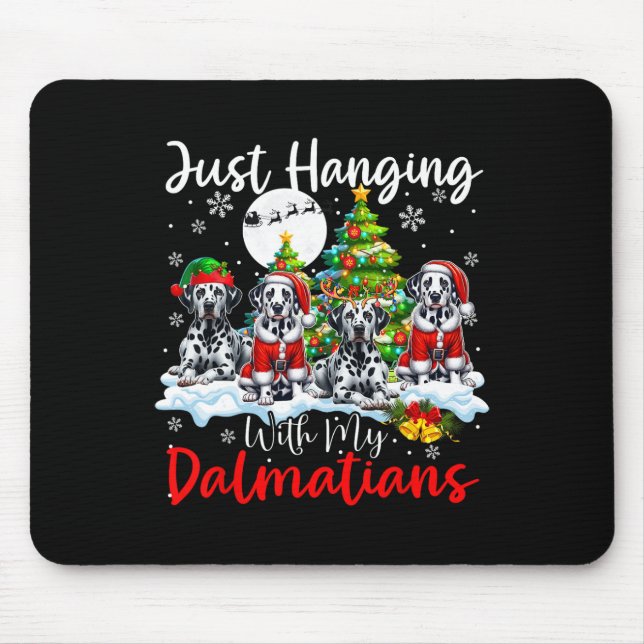 Mousepad Apenas Ficando Com Meus Dalmatianos Xmas Três Papa (Frente)