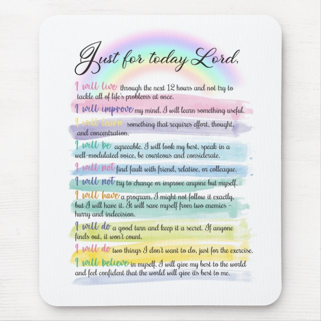 Mousepad Apenas por hoje, Senhor (Frente)