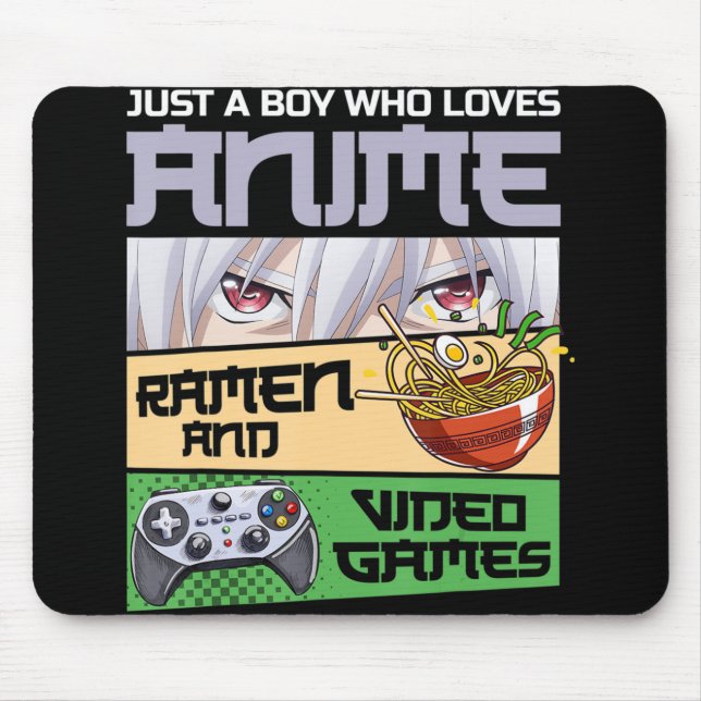 Mousepad Apenas um menino que ama anime Ramen e Videos game (Frente)
