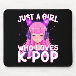 Mousepad Apenas Uma Garota Que Ama K-p Coreano Fofo Ouvindo