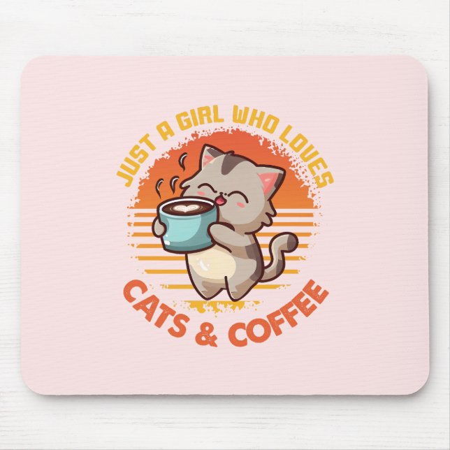 Mousepad Apenas Uma Menina Que Ama Cats E Café (Frente)