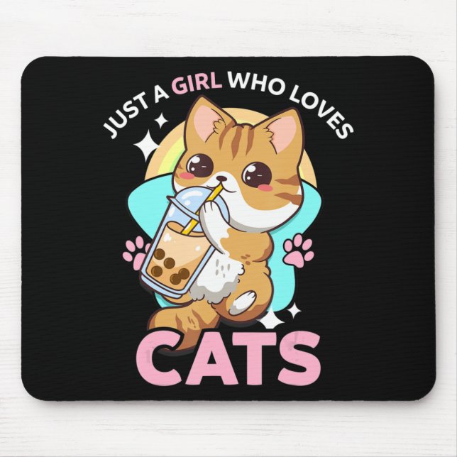 Mousepad Apenas Uma Menina Que Ama Gatos Boba Bubble Milk T (Frente)