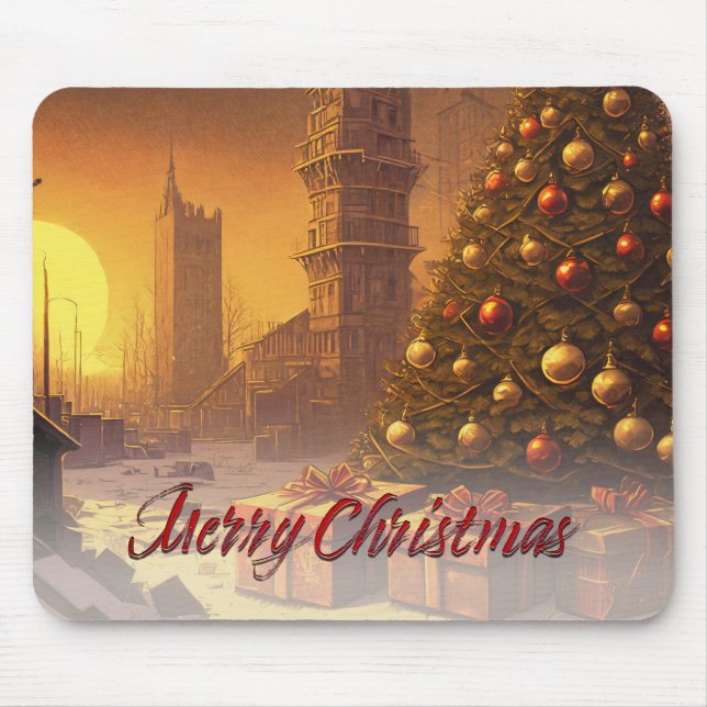 Mousepad Apocalyptic Christmas Motif, com Presentes (Frente)