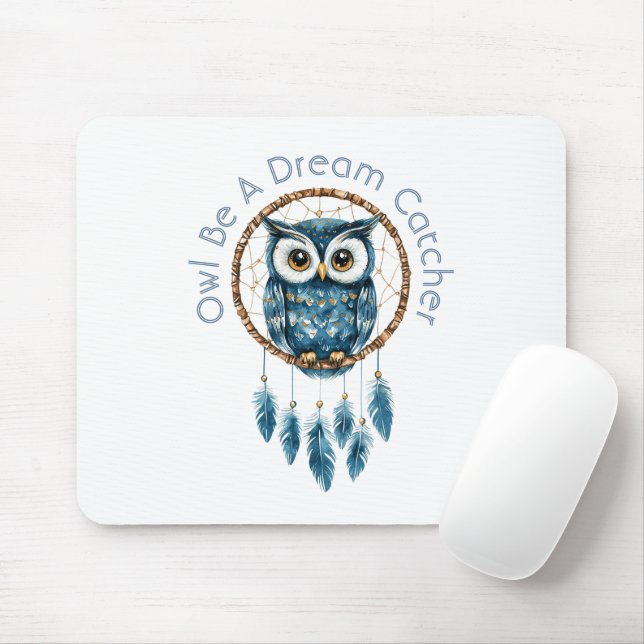 Mousepad Apoiador de Sonhos Coruja Azul (Com mouse)