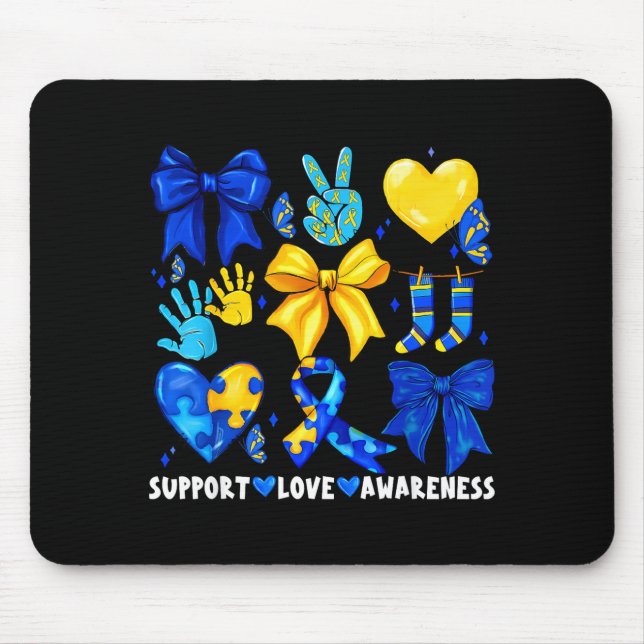 Mousepad Apoiar amor conscientização 321 dia síndrome de do (Frente)
