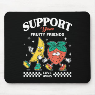 Mousepad Apoie a sua fruticultura Amigos Adorando o Morango