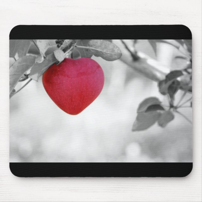 Mousepad Apple Forma Coração Vermelho Dramática (Frente)