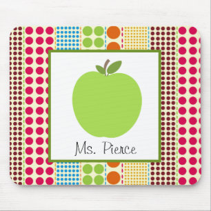 Mousepad Apple verde/professor colorido das bolinhas