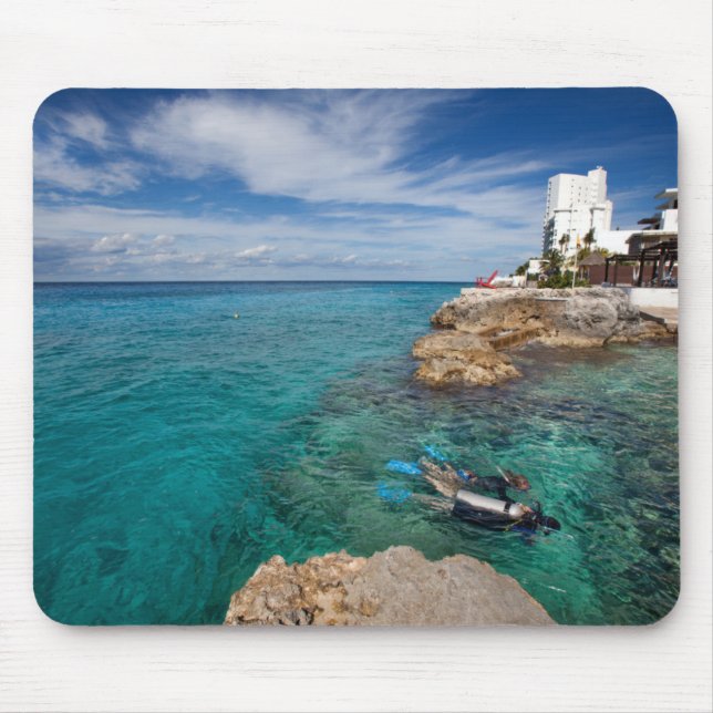 Mousepad Aprendendo ao mergulho do mergulhador, Cozumel (Frente)