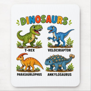 Mousepad Aprendizado de Espécies de Dinossauros para Crianç