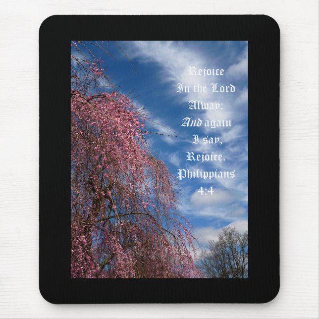 Mousepad April Sky com Philippians 4:4 (Frente)