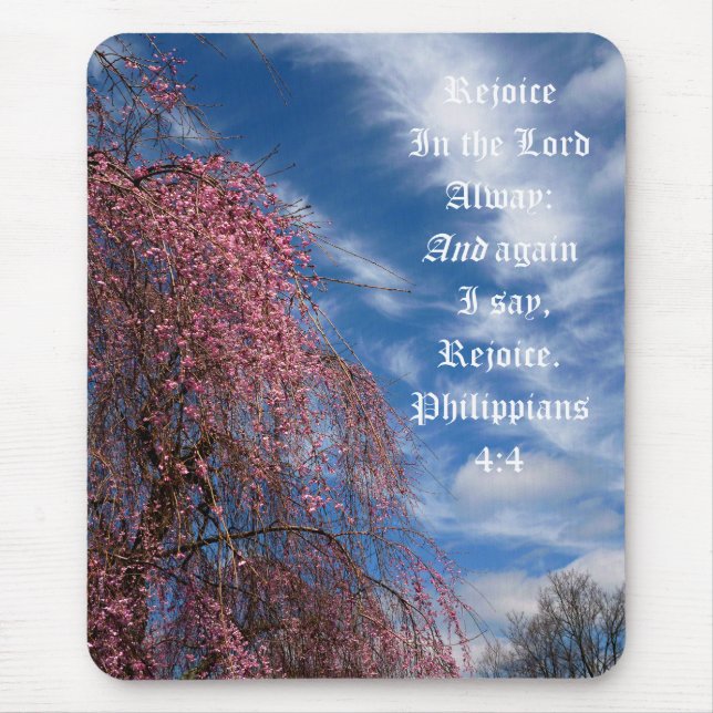 Mousepad April Sky com Philippians 4:4 (Frente)