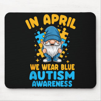 Mousepad April wear blue autism acceptance gnome puzzle 