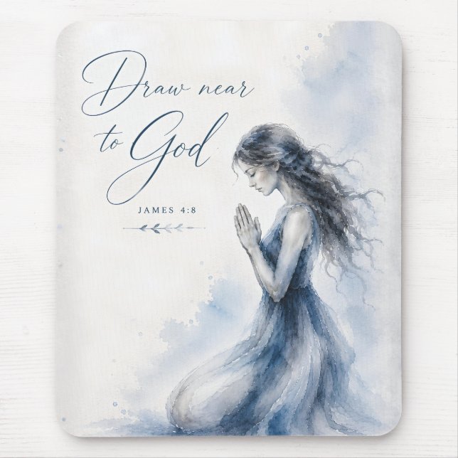 Mousepad Aproxime-se de Deus Tiago 4:8 Aquarela Cristã (Frente)