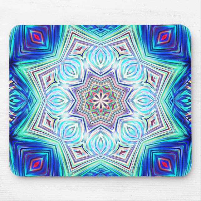 Mousepad Aqua azul real caleidoscópio com oito pontos de es (Frente)