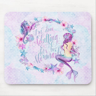Mousepad Aqua cómico do rosa da lavanda do cavalo marinho