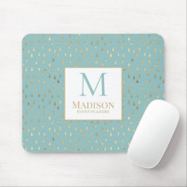 Mousepad Aqua Dourada Raindrop Modern Trendy Monograma