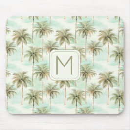 Mousepad Aqua e Cream Monograma Tropical Palm