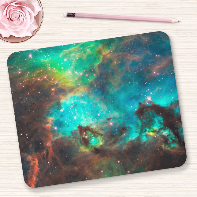 Mousepad Aqua Green Star Cluster Celestial (Criador carregado)