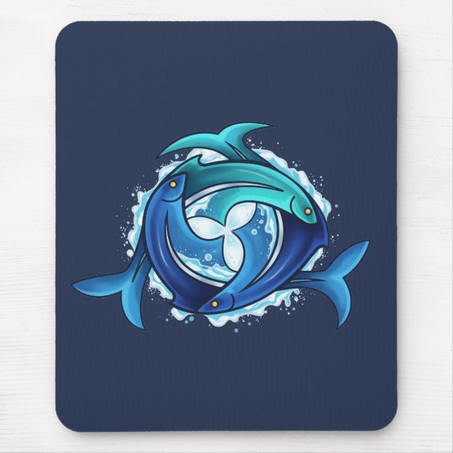 Mousepad Aqua Harmony: Trinidade de Peixes Interligados (Frente)