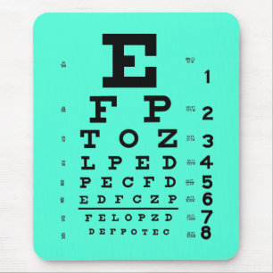 Mousepad Aqua médico da carta de olho da optometria da