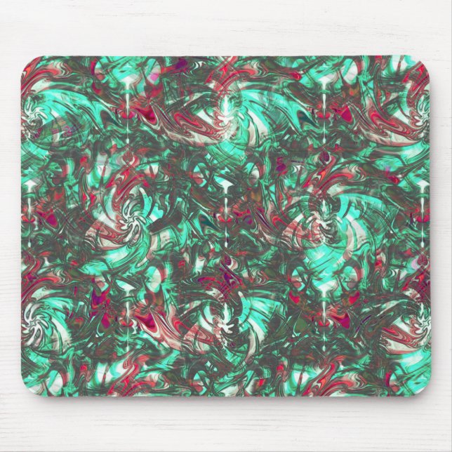 Mousepad Aquamarina e vermelha, suja de preto torto (Frente)