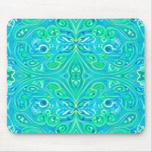 Mousepad Aquamarine Arabesque Bohemian Pattern