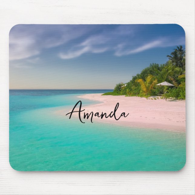 Mousepad Aquamarine Ocean Tropical Beach Scenic (Frente)