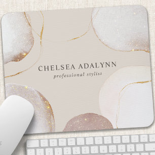 Mousepad Aquarela Abstrata Brilho Luxo Elegante Dourado
