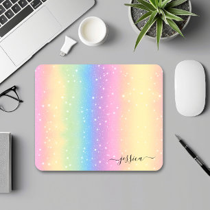 Mousepad Aquarela Arco-Íris Brilhante Cor-de-rosa Amarelo V