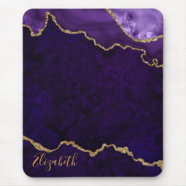Mousepad Aquarela Árgula Dourada Roxo (Frente)