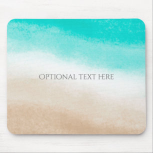 Mousepad Aquarela Azul Turquesa & Areia de Praia Tropical
