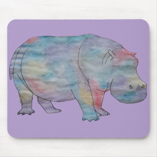 Mousepad Aquarela de hipopótamo (Frente)