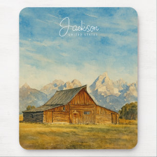 Mousepad Aquarela de Jackson Hole Viagem pela Arte de Gra