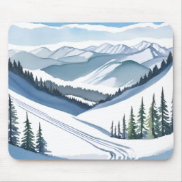 Mousepad Aquarela de Montanha de Esqui