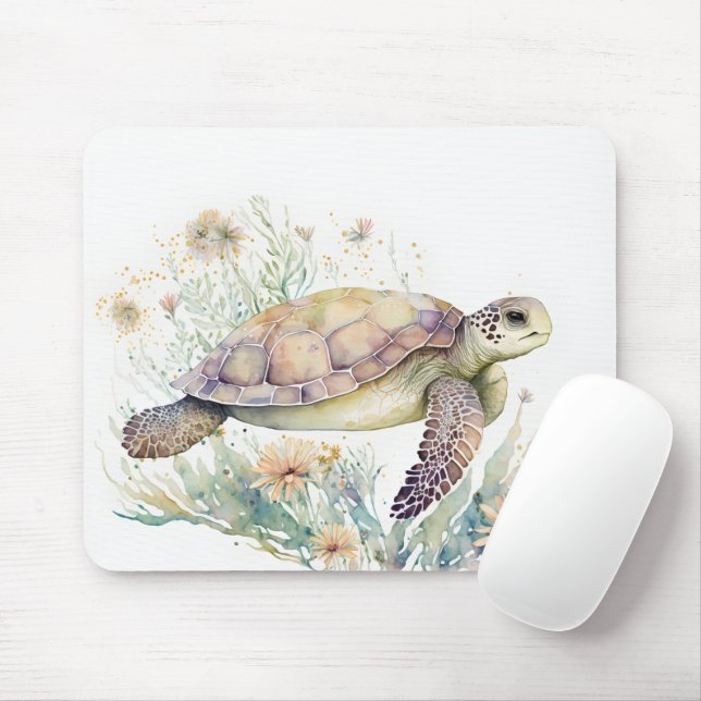 Mousepad Aquarela De Tartaruga (Com mouse)