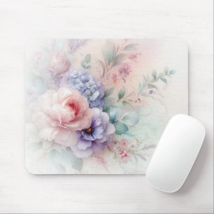 Mousepad Aquarela Elegante Flores Aquarela Tendência