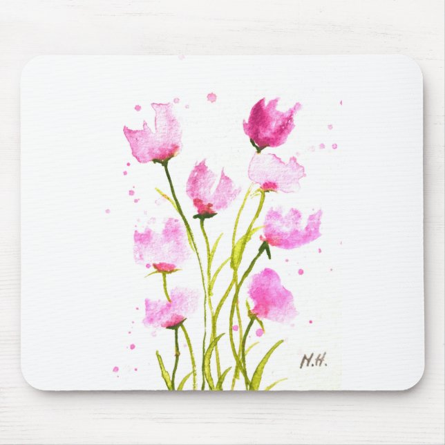 Mousepad Aquarela Ervilhas cor-de-rosa-palha, cor-de-rosa,  (Frente)