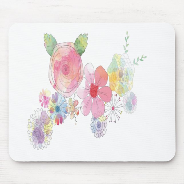 Mousepad Aquarela Flores Arte (Frente)