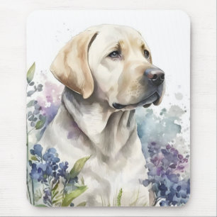 Mousepad Aquarela Labrador Retriever Dourado e Flores