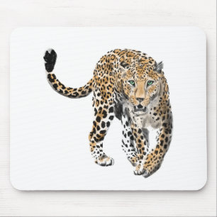 Mousepad aquarela leopardo gato da selva animal pintado ver
