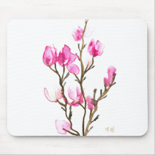 Mousepad Aquarela Magnolia Mãe Floral Rosa Elegante