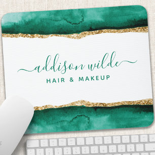 Mousepad Aquarela Verde Esmeralda e Dourado