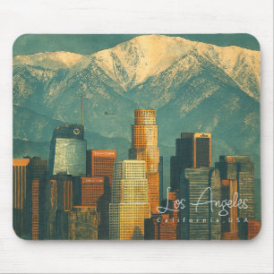 Mousepad Aquarela Vintage de Los Angeles Califórnia Retrô