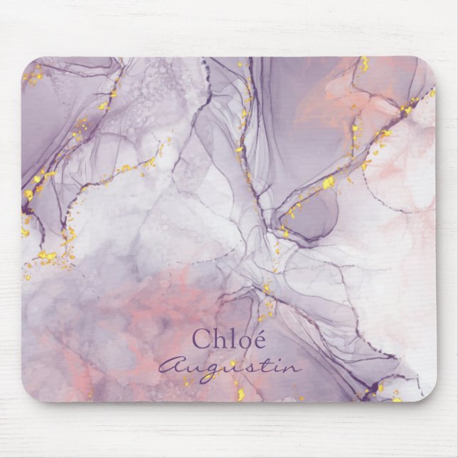 Mousepad Aquarelas Purple Álcool rosa Largura de tinta dour (Frente)