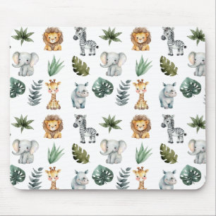 Mousepad Aquarelas - Quarelas Adoráveis Bebês Safari