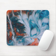 Aquarelle fluide indigo bleu orange corail