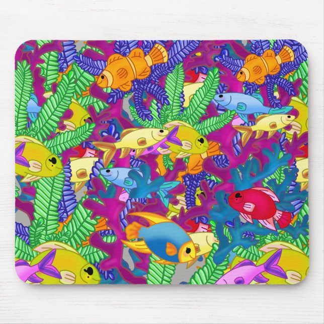 Mousepad Aquário de Peixes Aquário Oceano Oceânico Tropical (Frente)