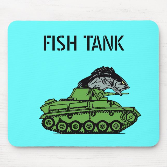 Mousepad Aquário - peixe que conduz um tanque de exército (Frente)