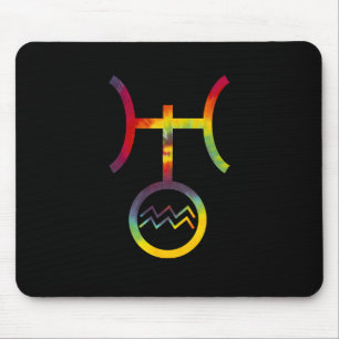 Mousepad Aquário Urano Símbolo Planetário Tie Dye
